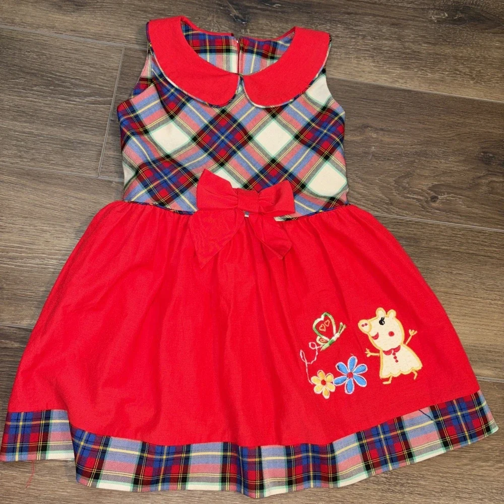 Sikaffy‎ Plaid Peppa Pig Dresss Size 4